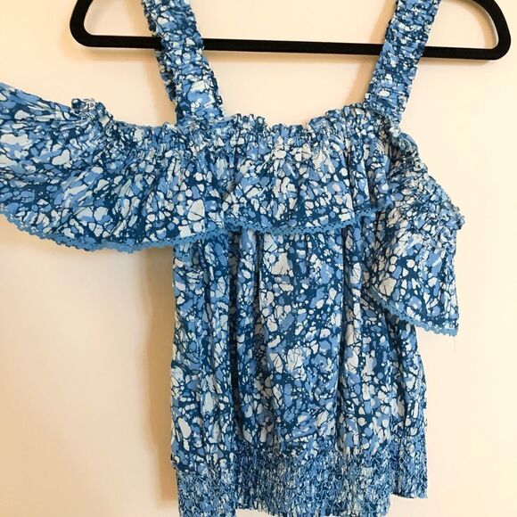 House of Harlow 1960 Martine Blue Print Top Large - Picture 7 of 10